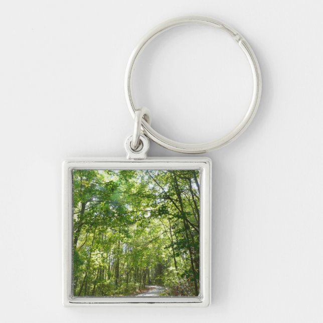 Sunlight on Wooded Path at Centennial Park Key Ring (Front)