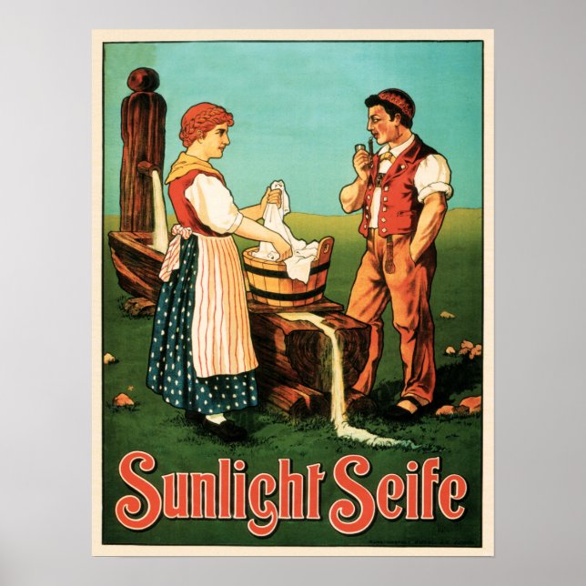 SUNLIGHT SEIFE Swiss Laundry Detergent Soap Advert Poster (Front)