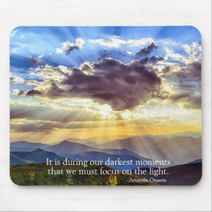 Sunlight Streaming Thru Clouds Inspirational Quote Mouse Mat
