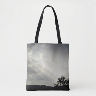 Sunlight Through Clouds Black White Evening Sky Tote Bag