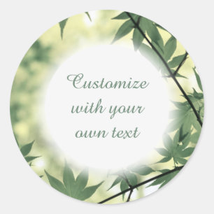 Sunlight Through Maple Leaves Custom Text Classic Round Sticker