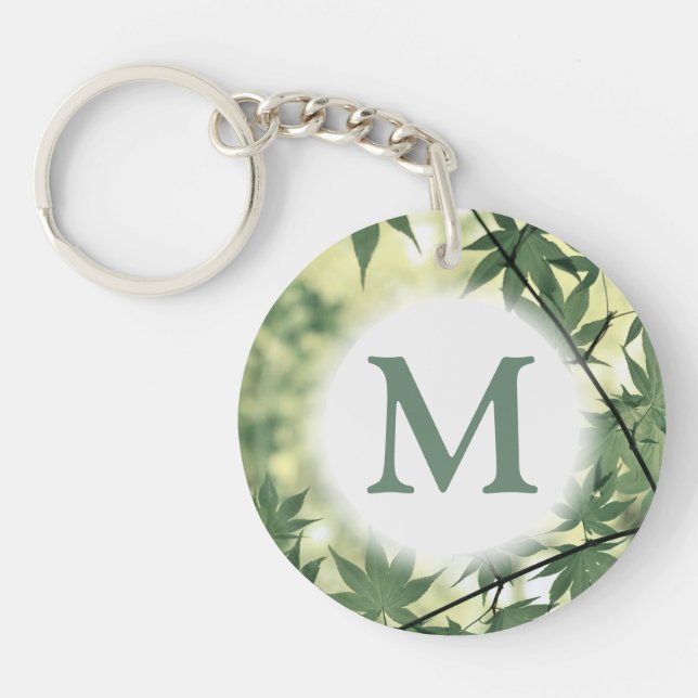 Sunlight Through Maple Leaves Monogram Key Ring (Front)
