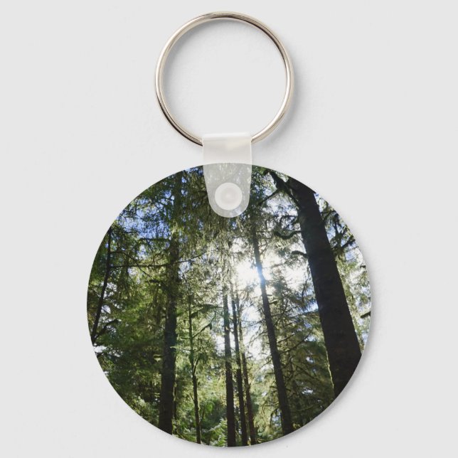 Sunlight Through Pine Trees Key Ring (Front)