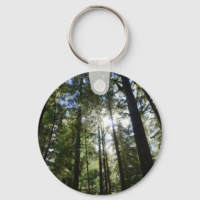Sunlight Through Pine Trees Key Ring (Front)