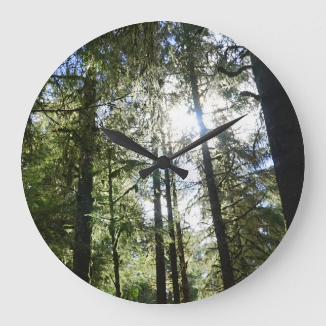 Sunlight Through Pine Trees Large Clock (Front)
