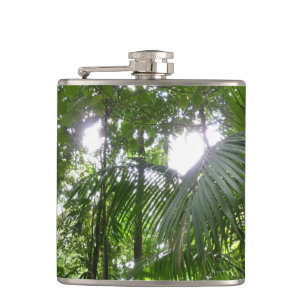 Sunlight Through Rainforest Canopy Tropical Green Hip Flask