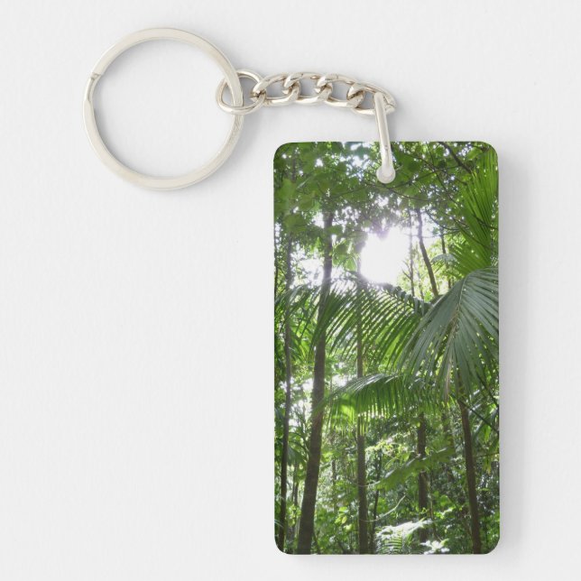 Sunlight Through Rainforest Canopy Tropical Green Key Ring (Front)