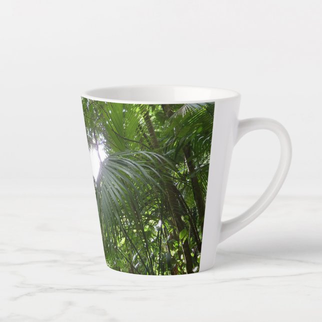 Sunlight Through Rainforest Canopy Tropical Green Latte Mug (Right)