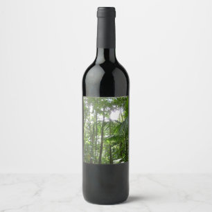 Sunlight Through Rainforest Canopy Tropical Green Wine Label