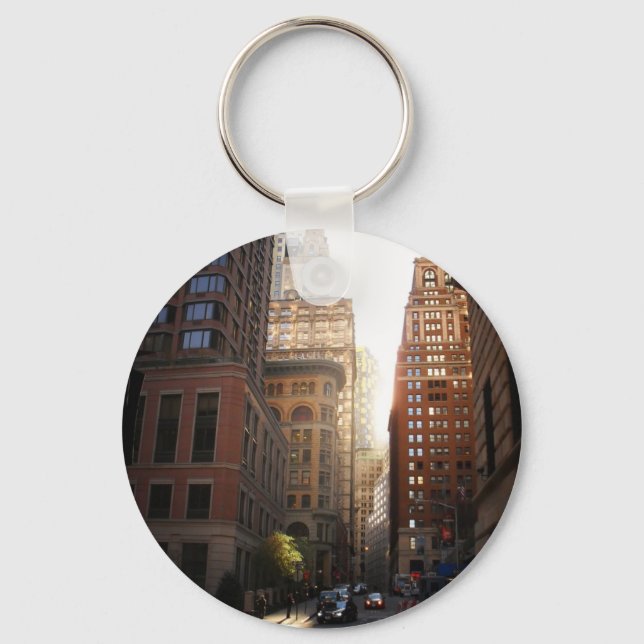 Sunlight Through Skyscrapers, New York City Key Ring (Front)