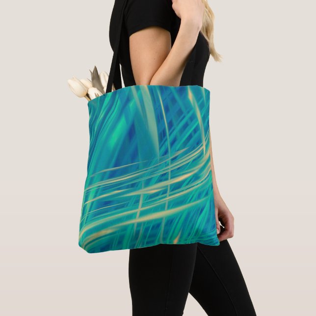 Sunlight Through Teal Abstract Tote Bag (Close Up)