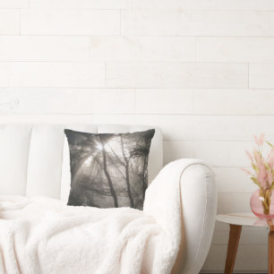 Sunlight Through Trees Dark Woodland Cushion