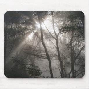 Sunlight Through Trees Dark Woodland Mouse Mat
