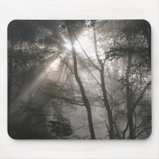 Sunlight Through Trees Dark Woodland Mouse Mat (Front)