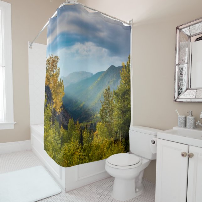 Sunlight Valley // Autumn Color Forest Shower Curtain (In Situ)