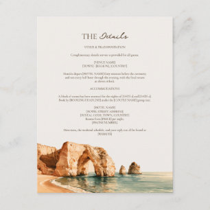 Sunlit Algarve Coast Cliff Arch Wedding Details Enclosure Card