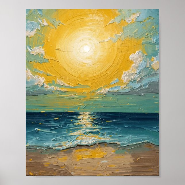 Sunlit Beach Vertical Poster – Vibrant Summer Wall (Front)