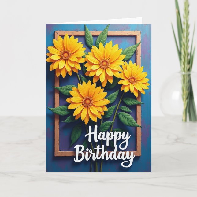 Sunlit Birthday Flowers Card (Front)