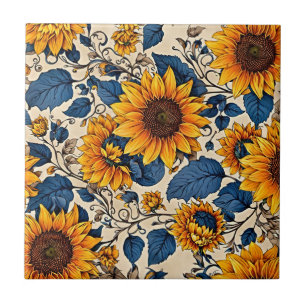 Sunlit Blooms: Sunflowers Pattern Artwork Tile