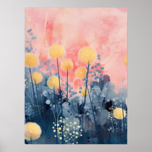 Sunlit Blossoms in a Pink Sky Poster