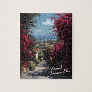 Sunlit Bougainvillea Path Art Jigsaw Puzzle