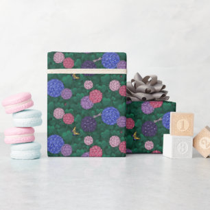 Sunlit Butterfly Hydrangea Garden Pewter Small Wrapping Paper