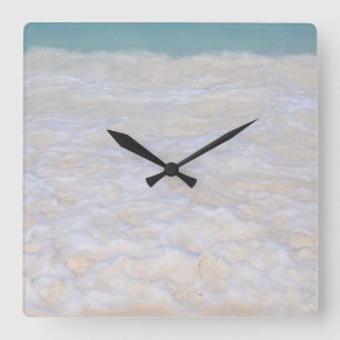 Sunlit Caribbean Sea Beach Foam 1 Square Wall Clock