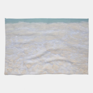 Sunlit Caribbean Sea Beach Foam 1 Tea Towel