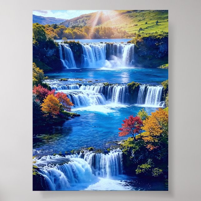 Sunlit Cascade Valley 001 Poster (Front)