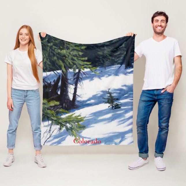 Sunlit Colorado Mountain Snow Scene  Fleece Blanket (In Situ)
