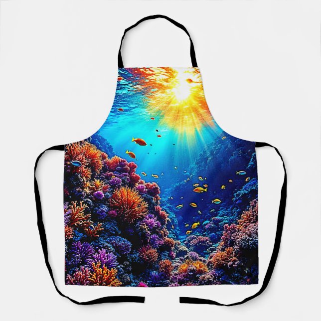 Sunlit Coral Reef Wonderland Apron (Front)