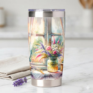 Sunlit Cottage Window Wildflowers Insulated Tumbler