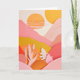 Sunlit Cut-Paper Mountains Card