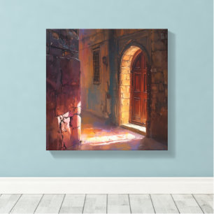 Sunlit Doorway – Illuminated Ancient Passage Art P Canvas Print