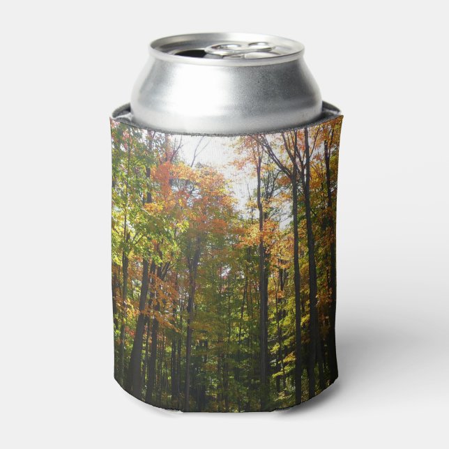 Sunlit Fall Forest Autumn Landscape Can Cooler (Can Front)