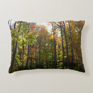 Sunlit Fall Forest Autumn Landscape Decorative Cushion