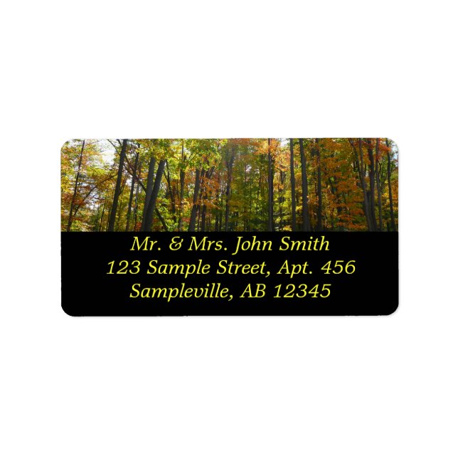 Sunlit Fall Forest Autumn Landscape Label (Front)