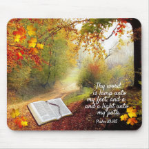 Sunlit Fall Pathway and Bible