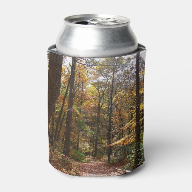 Sunlit Fall Trail in Laurel Hill State Park Can Cooler (Can Front)