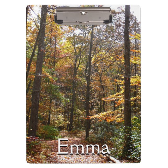 Sunlit Fall Trail in Laurel Hill State Park Clipboard (Front)