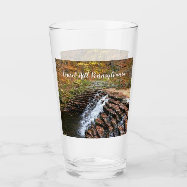 Sunlit Fall Trail in Laurel Hill State Park Glass (Front)