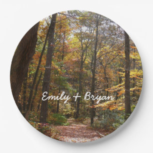 Sunlit Fall Trail in Laurel Hill State Park Paper Plate