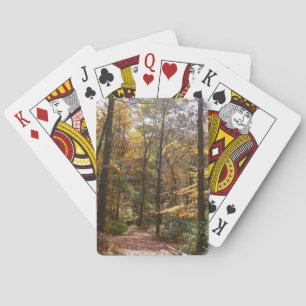 Sunlit Fall Trail in Laurel Hill State Park Playing Cards