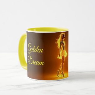 Sunlit fashion woman with neon body shine mug