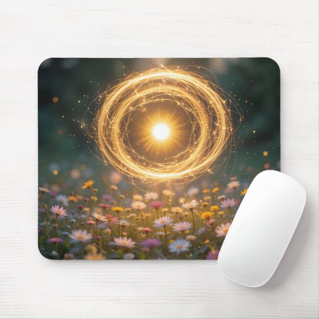 Sunlit Floral Vortex Mouse Mat (With Mouse)