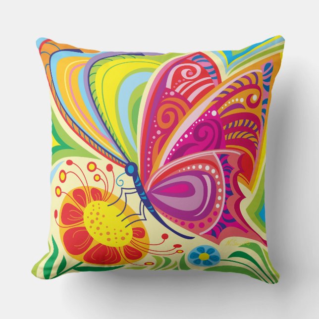 Sunlit Fluttering Flora Cushion (Front)