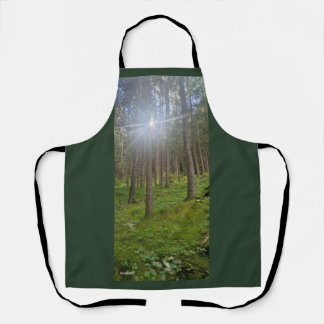 Sunlit Forest - Green Woodland Photography Apron