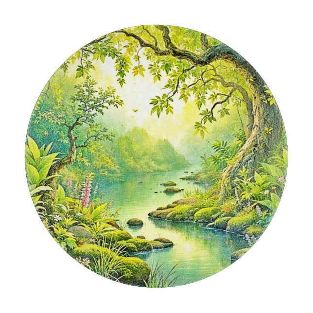 Sunlit Forest Landscape Cutting Board (Front)