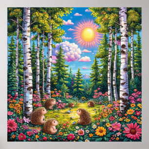 🌲 Sunlit Forest Landscape For Cosy Nature Spaces  Poster