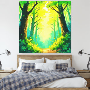 Sunlit Forest Path Canvas Print